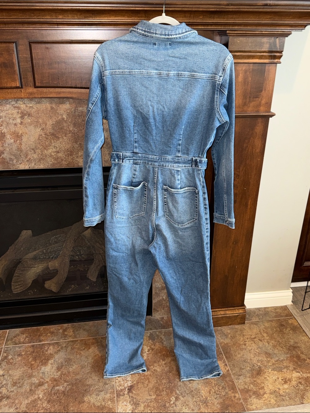 Good American Long Sleeve Denim Jean Jumpsuit Utility Western Size 3 /L - Picture 9 of 11